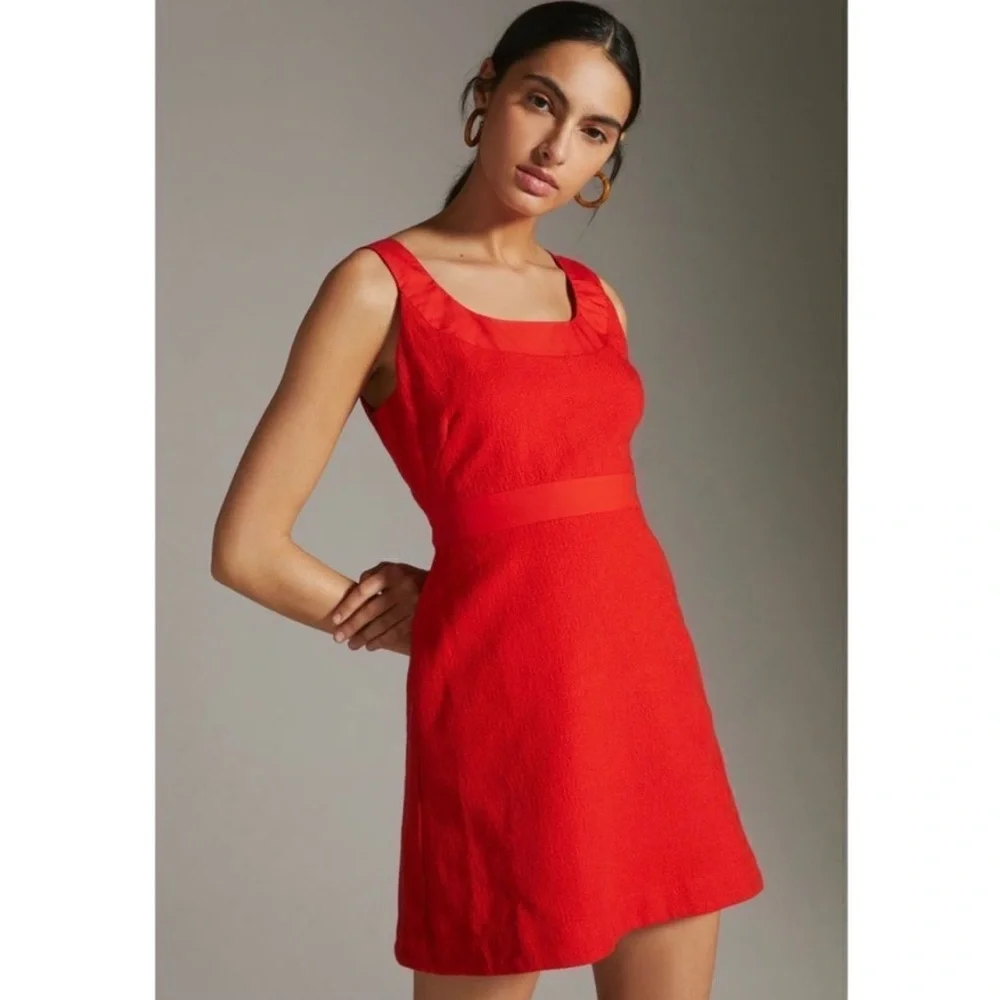 NWT Anthropologie - Maeve Red Sleeveless Scoopneck Mini Dress - Picture 2 of 10